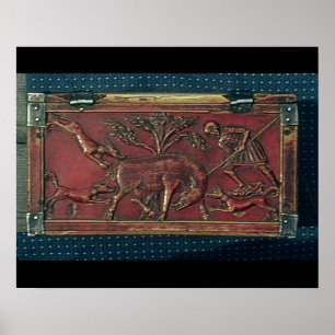 Boar Hunt, plaque from a Byzantine casket, 11th ce Poster