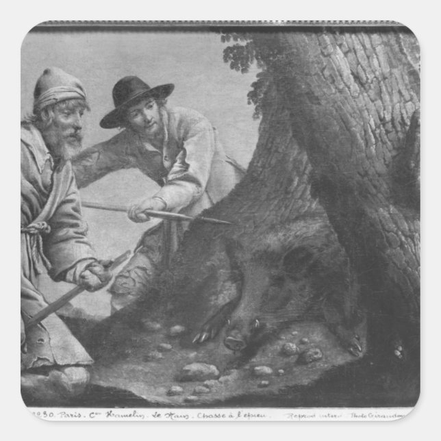 Boar hunt square sticker (Front)