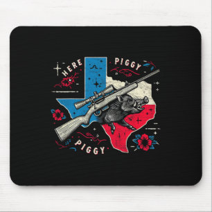 Boar Hunter Mens Here Piggy Vintage Texas Wild Hog Mouse Pad