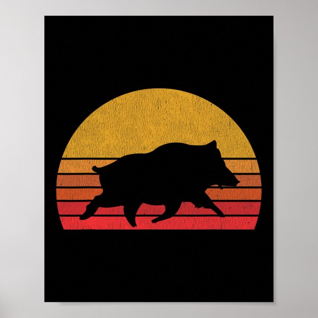 Boar Hunting - Retro Sunset Wild Pigs Boar Hunter  Poster (Front)