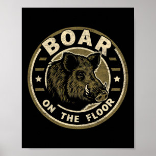 Boar On The Floor Vintage Traditional Tattoo Wild  Poster