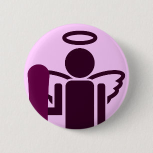board angel. 6 cm round badge