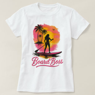 Board Boss SUP Girl Retro Sunset  T-Shirt