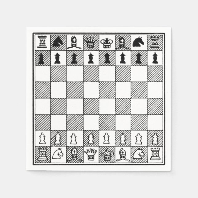 Board Game Black & White Chess Theme Paper Napkins (Front)