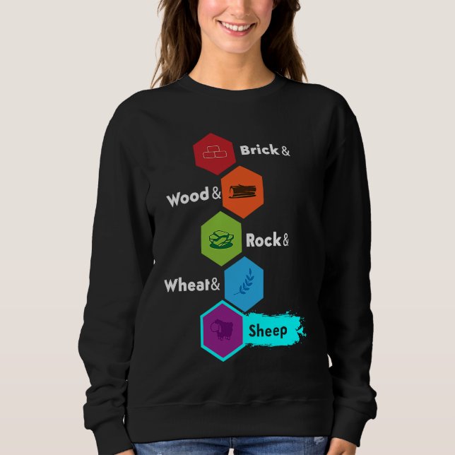 Board Game Brick Wood Rock Wheat & Sheep Sweatshirt (Front)