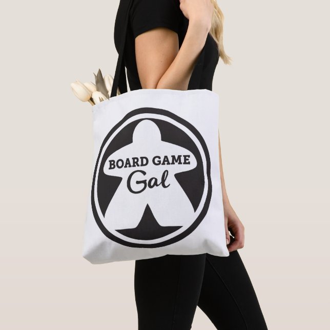 Board Game Gal Black Frame Tote Bag (Close Up)