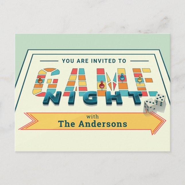 Board Game Night Invite Postcard (Front)