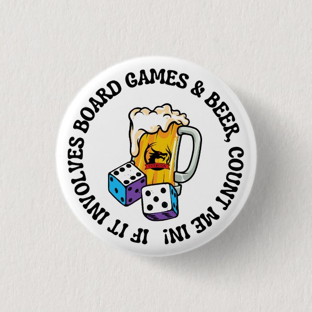 Board Games and Beer 3 Cm Round Badge (Front)