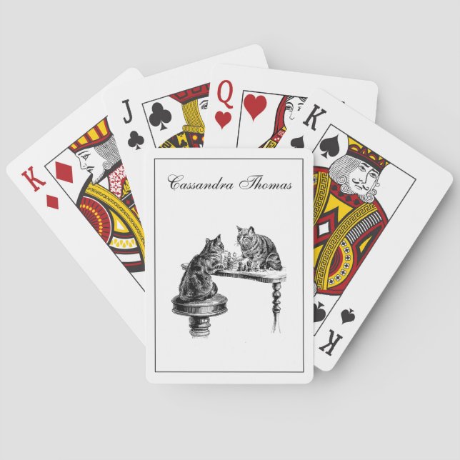 Board Games: Two Cats playing a Chess Match Cards (Back)