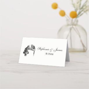 Board Games: Two Cats playing a Chess Match Place Card