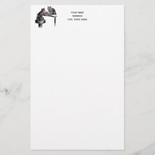 Board Games Two Cats playing Chess Match Red Stationery