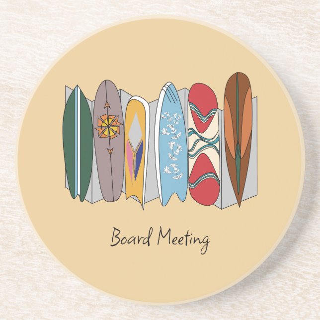 Board Meeting Sandy Beige Coaster (Front)