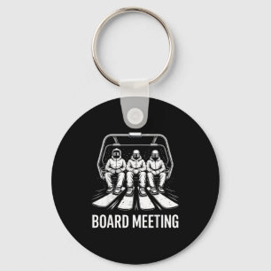 Board Meeting Snowboarders Skiing Enthusiasts Wint Key Ring