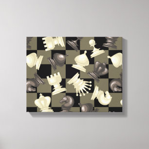 Board of Chess Pieces Laying Down Canvas Print