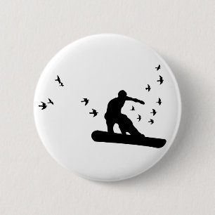 board with birds. 6 cm round badge