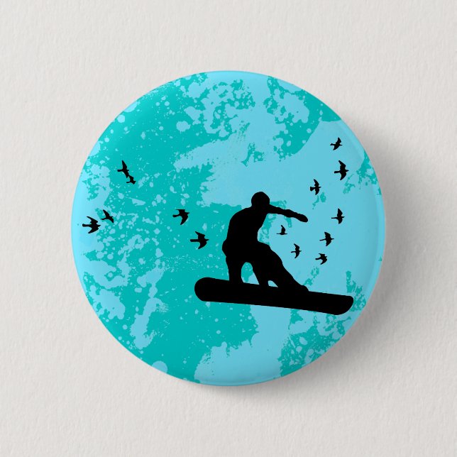 board with birds. 6 cm round badge (Front)