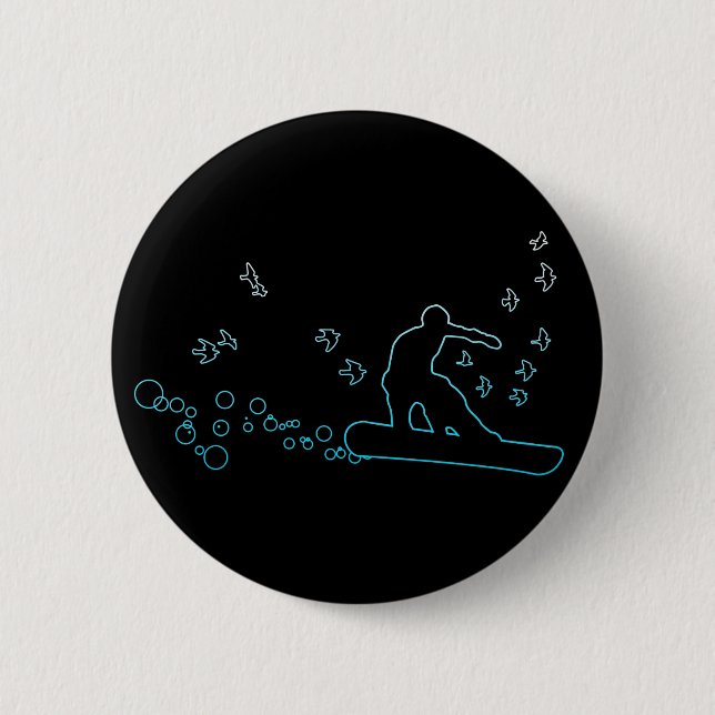 board with birds and bubbles. 6 cm round badge (Front)