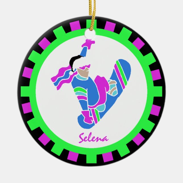 BoardChick Live to Board Ceramic Tree Decoration (Front)