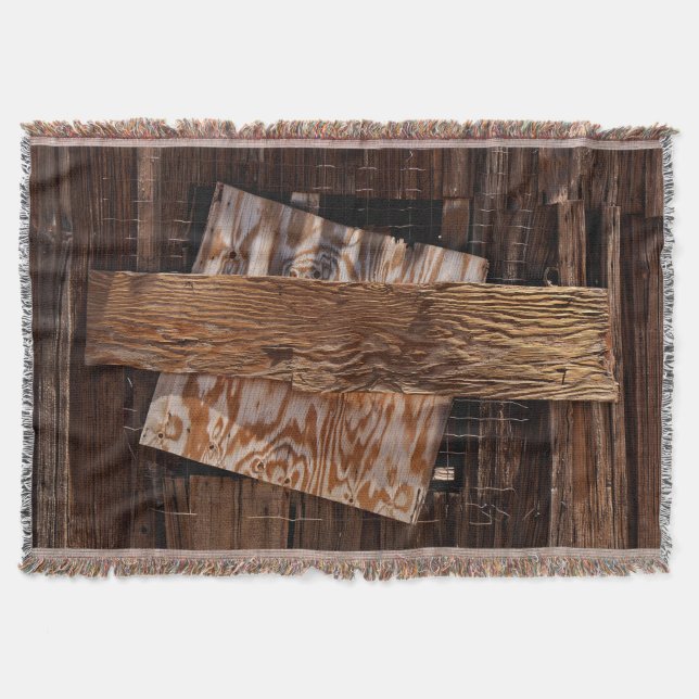 Boarded Up Old Wooden House Window Throw Blanket (Front)