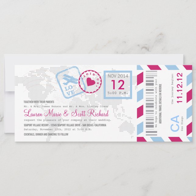 Boarding Pass Airmail Ticket Invitation (Front)