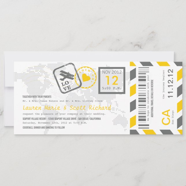 Boarding Pass Airmail Ticket Invitation (Front)