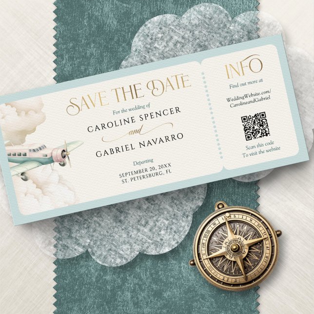 Boarding Pass Airplane Wedding Invitation (Creator Uploaded)