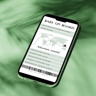 Boarding Pass Baby On Board Travel Baby Shower Holiday Card