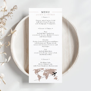 Boarding Pass Beige Neutral Destination Wedding Menu