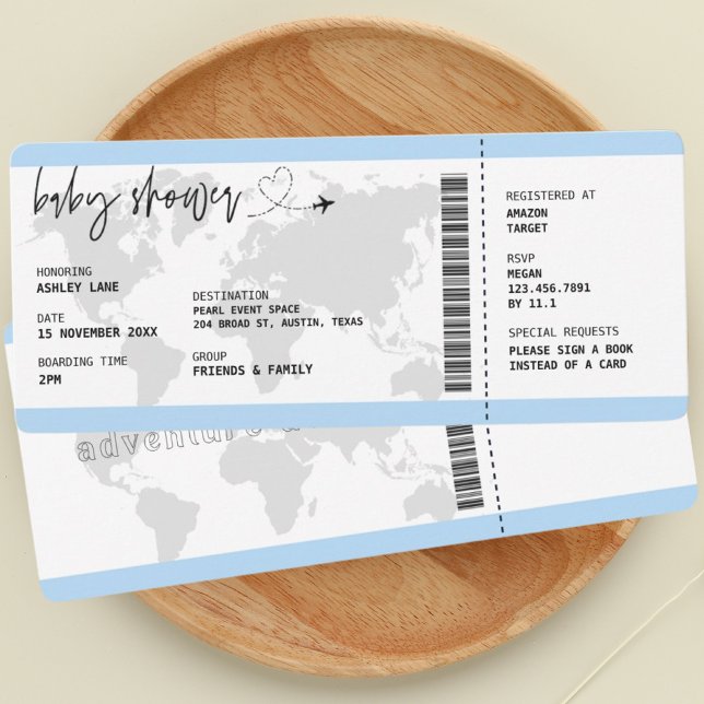 Boarding Pass Boy Travel Baby Shower  Invitation (Creator Uploaded)