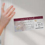 Boarding Pass | Burgundy Save the Date Photo Magnetic Invitation<br><div class="desc">Elegant burgundy & gold save the date magnetic invitation featuring a photo of the happy couple,  a gold foil compass and plane,  and a text template that is easy to personalise.</div>