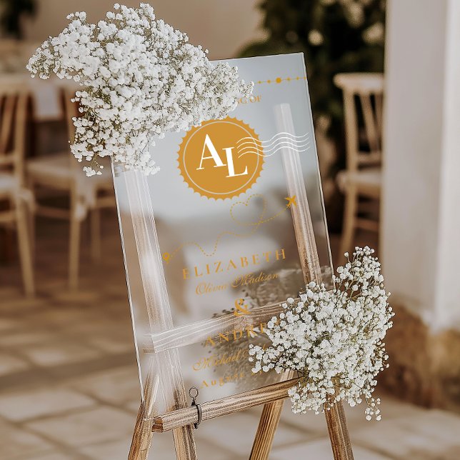 Boarding Pass Cosmic Wedding Destination Acrylic Sign (Creator Uploaded)