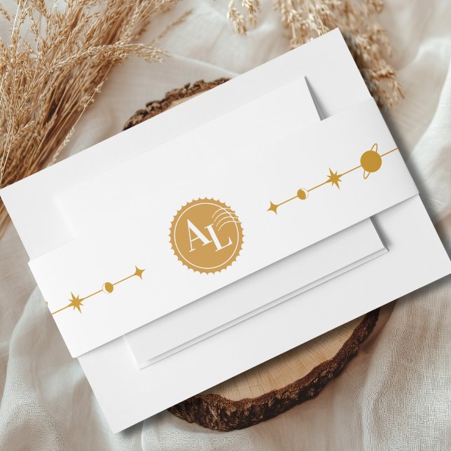 Boarding Pass Cosmic Wedding Invitation Belly Band (Creator Uploaded)