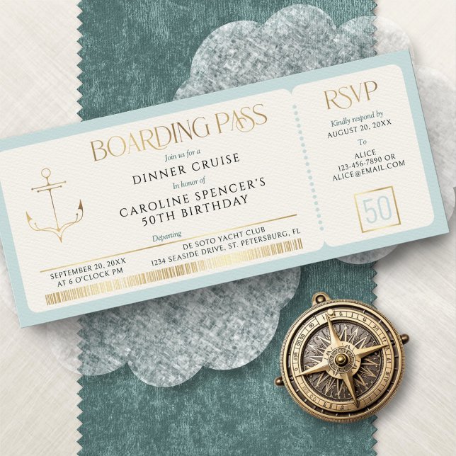 Boarding Pass Cruise Birthday Invitation (Creator Uploaded)