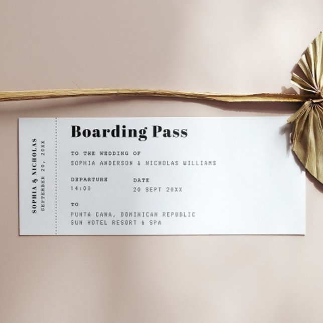 Boarding pass. Destination ticket travel wedding Invitation (Creator Uploaded)
