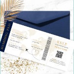 Boarding Pass Destination wedding QR code Rsvp Invitation<br><div class="desc">Boarding pass wedding ticket invitation featuring a destination world map,  Wedding Pass,  Destination Wedding,  Passport with QR code Rsvp card.</div>