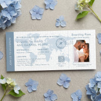 Boarding Pass Dusty Blue Destination Wedding