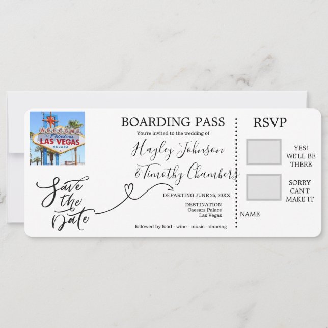 Boarding Pass for wedding in Las Vegas, Nevada Invitation (Front)