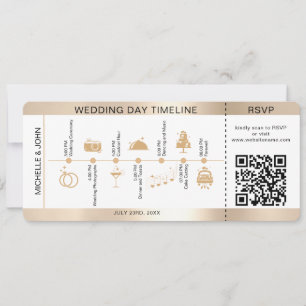 Boarding Pass Illustrated Wedding Timeline RSVP Invitation