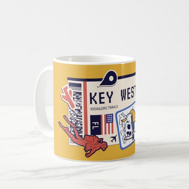 BOARDING PASS KEY WEST FLORIDA USA COFFEE MUG (Front Left)