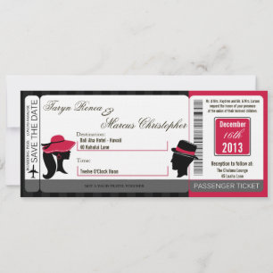 Boarding Pass Linen Wedding Invitation Formal Hats