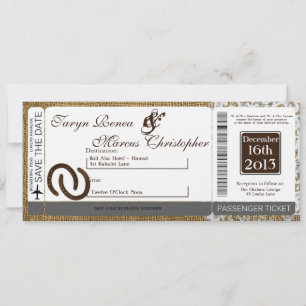 Boarding Pass Linen Wedding Invitation Horse Shoes