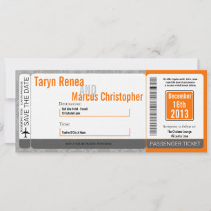 Boarding Pass Linen Wedding Invitation Modern Dama