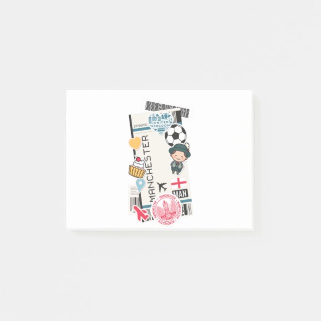 BOARDING PASS MANCHESTER ENGLAND POST-IT NOTES (Front)