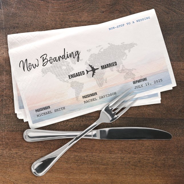 Boarding Pass Ocean Sunset Destination Wedding Napkin (Boarding Pass Ocean Sunset Destination Wedding Paper Guest Towels
)