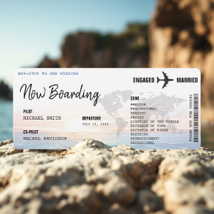 Boarding Pass Ocean Sunset Destination Wedding Programme