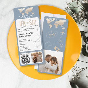 Boarding Pass Plane Ticket Destination Wedding Invitation