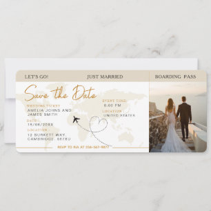 Boarding Pass Plane Ticket Save The Date wedding Invitation