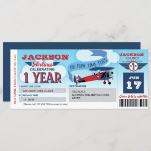 Boarding Pass, Plane Ticket, Time Flies, 1st Invit Invitation