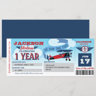 Boarding Pass, Plane Ticket, Time Flies, 1st Invit Invitation