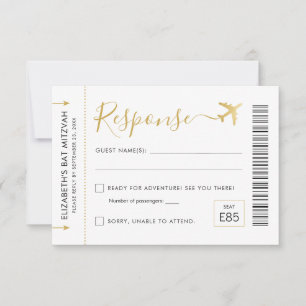 Boarding Pass Plane Ticket Travel Theme Party RSVP Card